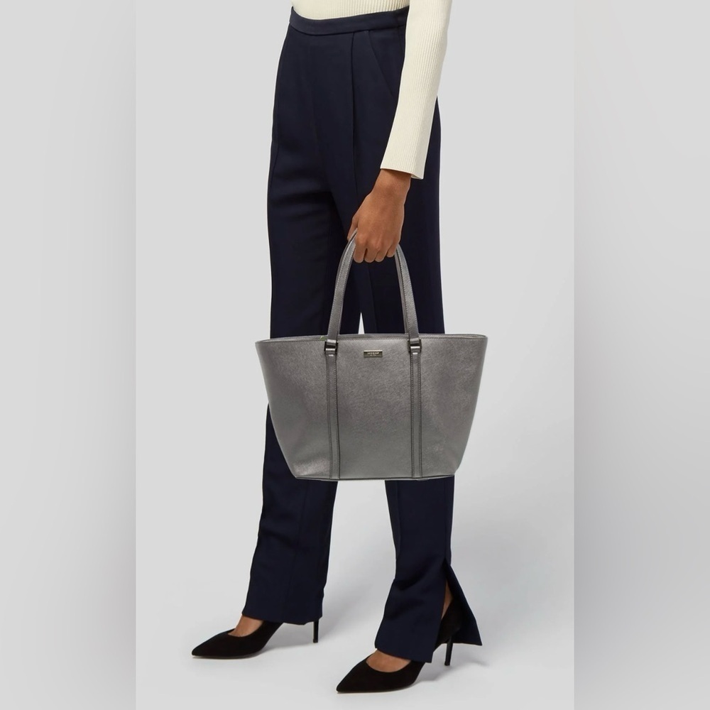 Kate Spade Metallic Silver Gray Tote Shoulder Bag